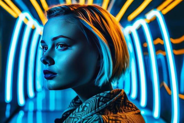 woman-blue-lights